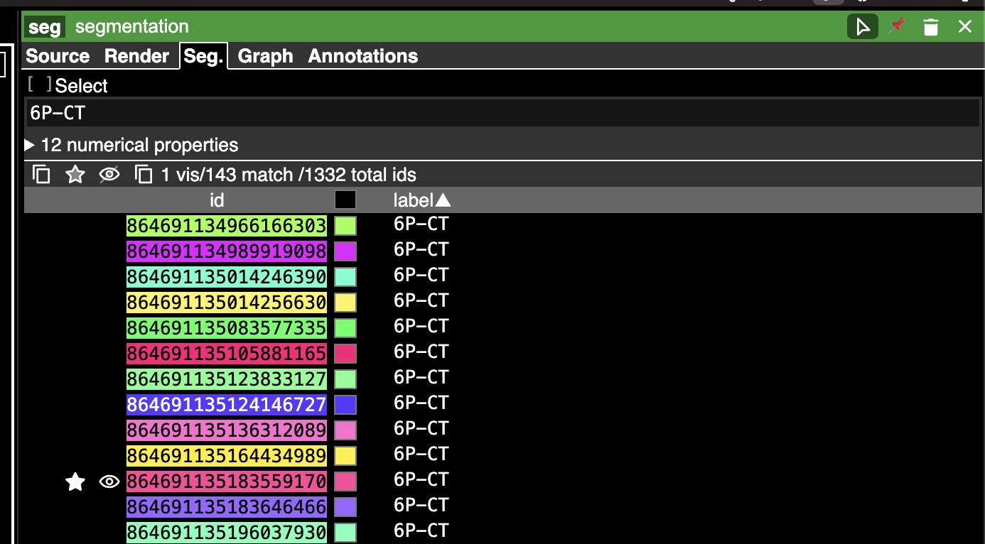 Neuroglancer segment properties view